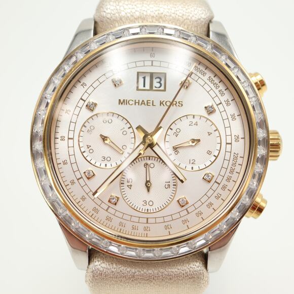 Michael Kors Brinkley Two Tone Pave Chronograph 40mm Watch MK6188 w New Battery main image 11